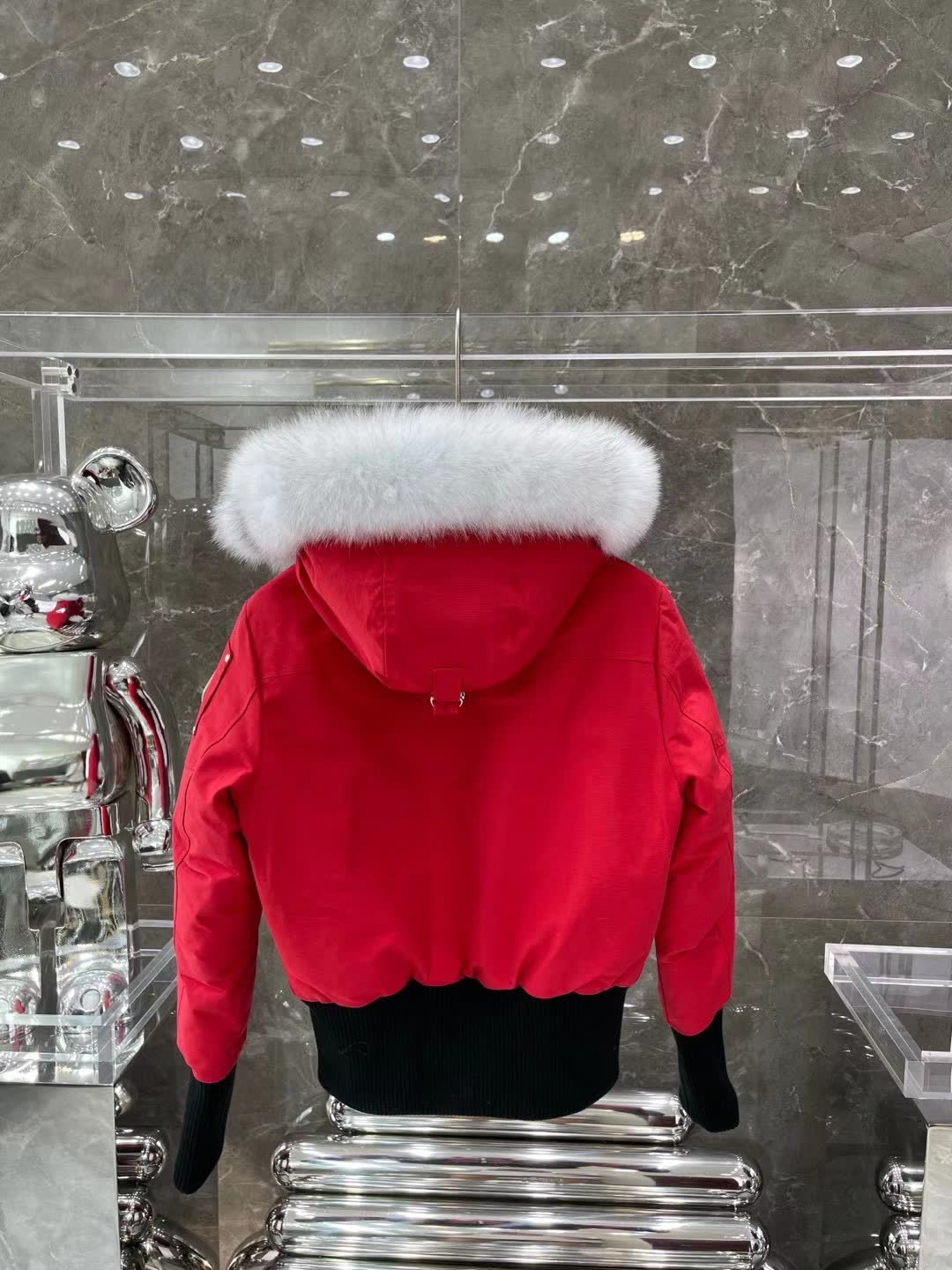 Moose Knuckles Hooded Down Bomber Jacket